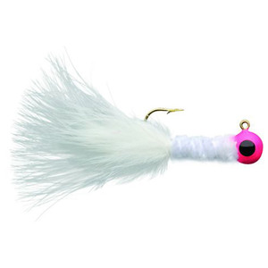 Eagle Claw Chenille Crappie Jigs Marabou Jig - Pink/White, 1/8oz