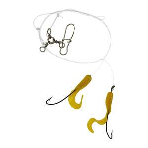 Eagle Claw Lazer Sharp Yellow Curly Tail Grubs Flounder Bait Rig - Size 8