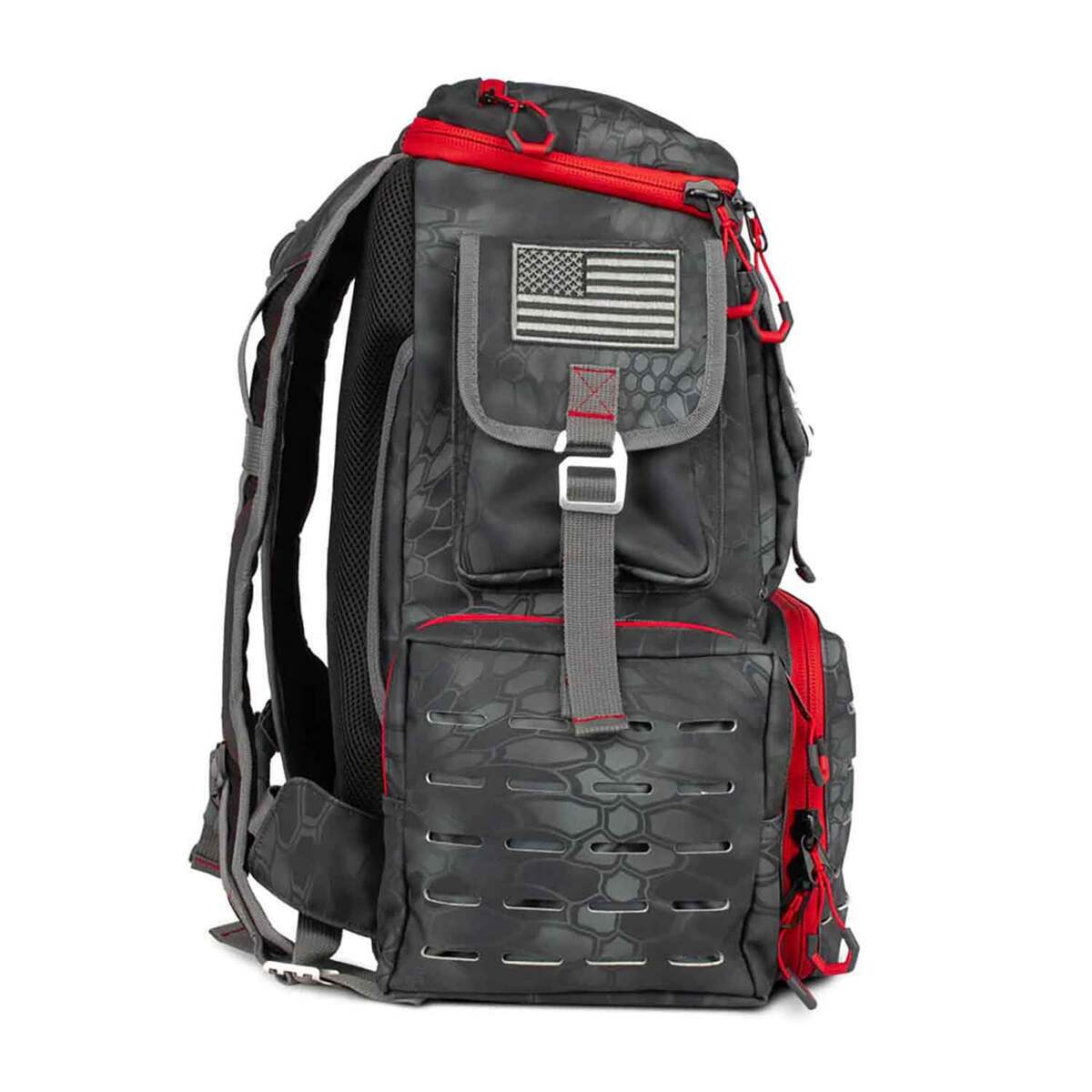 Kryptek Backpack EGO Kryptek Tactical Tackle Box Backpack - Grey/Red | Sportsman's Warehouse