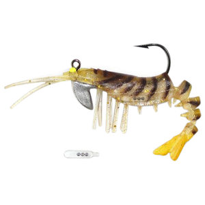 Vudu Rattler Rigged Shrimp - Golden Tiger, 1/4oz, 3-1/2in, 2pk
