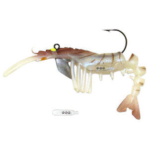 Vudu Rattler Rigged Shrimp - Natural, 1/4oz, 3-1/2in, 2pk