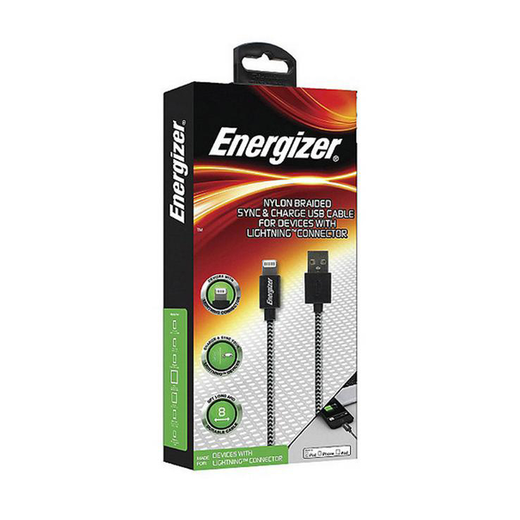 Energizer 8 ft Nylon Braided USB Lightning Cable Energizer 8 ft Nylon Braided USB Lightning Cable