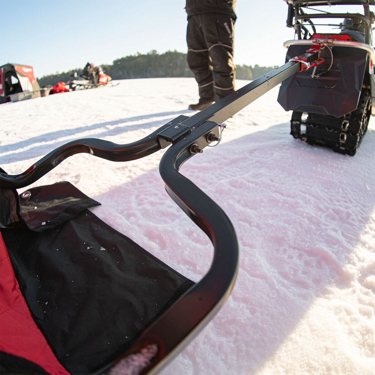 Eskimo EZ-Stow Pivoting Tow Hitch Utility Sled Accessory - Red/Black - Black/Red Eskimo EZ-Stow Pivoting Tow Hitch Utility Sled Accessory - Red/Black - Black/Red