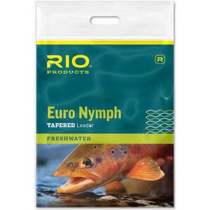 EURO NYMPH LEADER WITH TIPPET - 0X/2X, Pink/Yellow, 9ft + 22in of Tippet