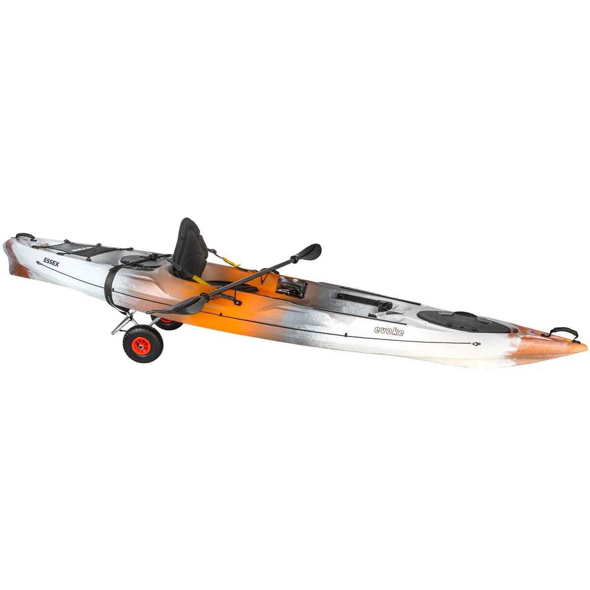 Evoke Essex 120 Sit-On-Top Kayak Package - 12.3ft White/Orange - White, Orange, and Black Evoke Essex 120 Sit-On-Top Kayak Package - 12.3ft White/Orange - White, Orange, and Black