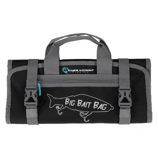 Evolution Outdoor Big Bait Bag Roll Up Soft Tackle Bag – 14in – Gray/Black 14in W x 29.5in L (Opened)