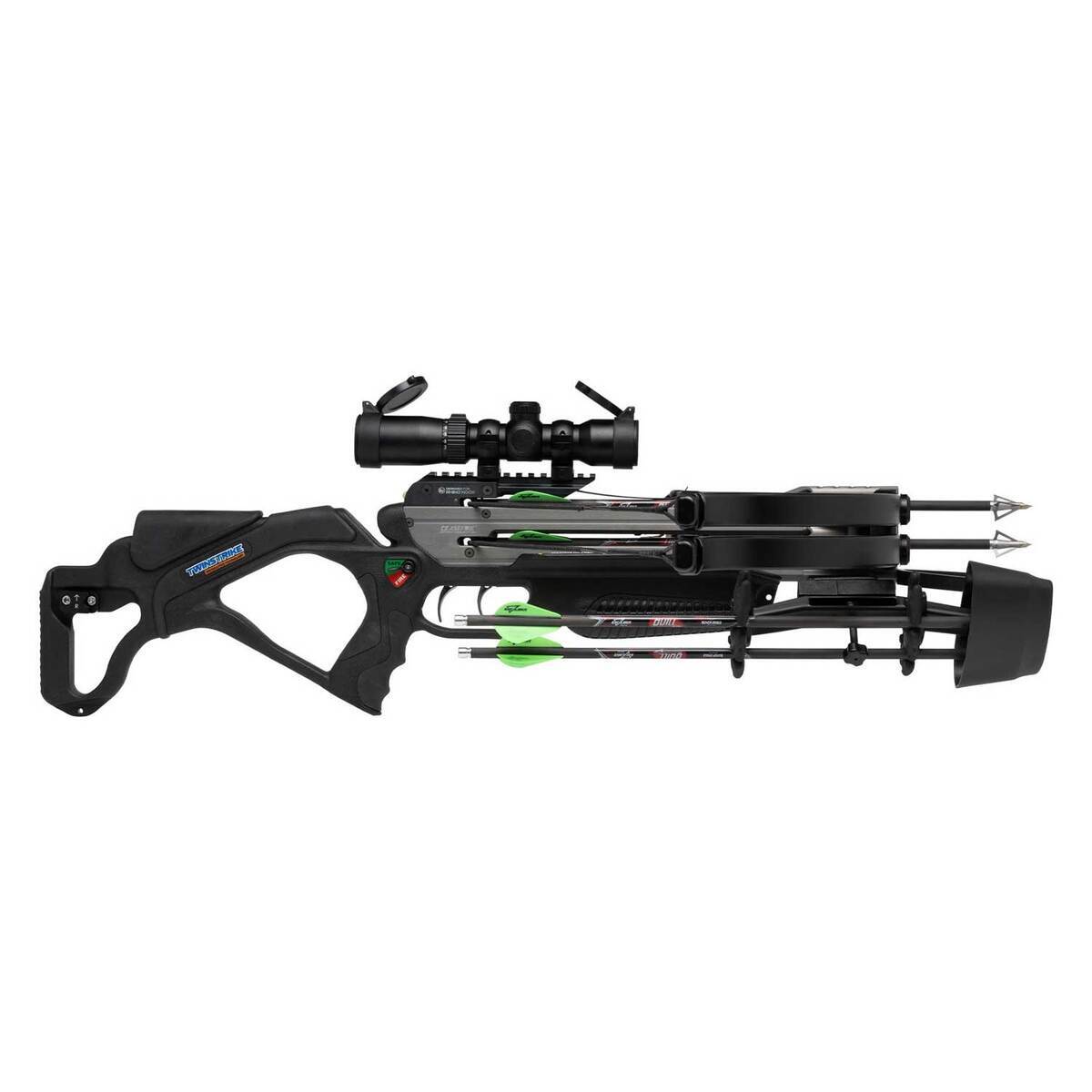 Excalibur TwinStrike TAC2 Black Crossbow - Tact-100 Illuminated Scope Package - Black Excalibur TwinStrike TAC2 Black Crossbow - Tact-100 Illuminated Scope Package - Black