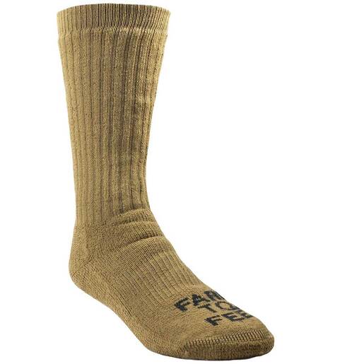 Farm To Feet Kodiak Extended Crew Tactical Heavyweight Boot Socks - Coyote Brown L - Farm To Feet