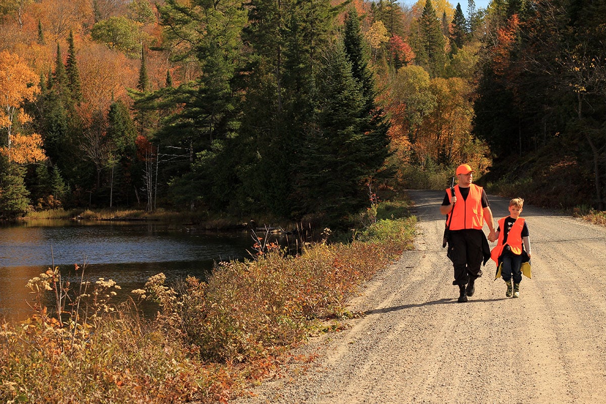 Father and son deer hunting