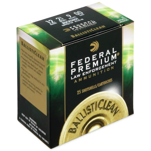 Federal BallistiClean 12 Gauge 2-3/4in 00 Buck 9-Pellet Buckshot Shotshells – 25 Rounds – #00 Buck