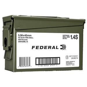 Federal American Eagle XM193 5.56mm NATO 55gr FMJ Boat-Tail Rifle Ammo - 400 Rounds
