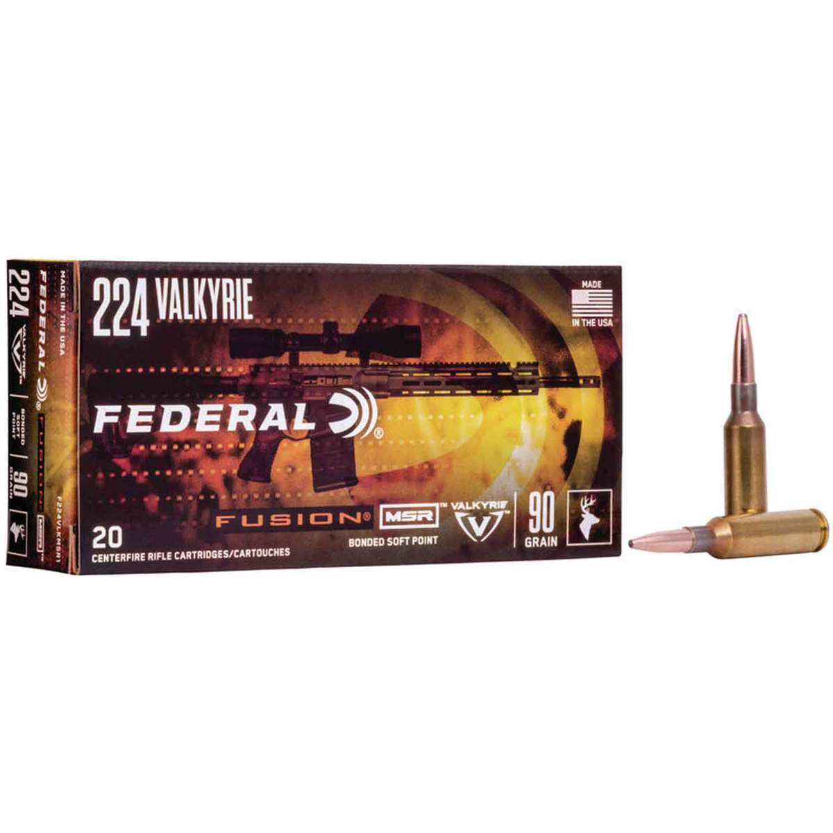Federal Fusion 224 Valkyrie 90gr SP Rifle Ammo - 20 Rounds Federal Fusion 224 Valkyrie 90gr SP Rifle Ammo - 20 Rounds