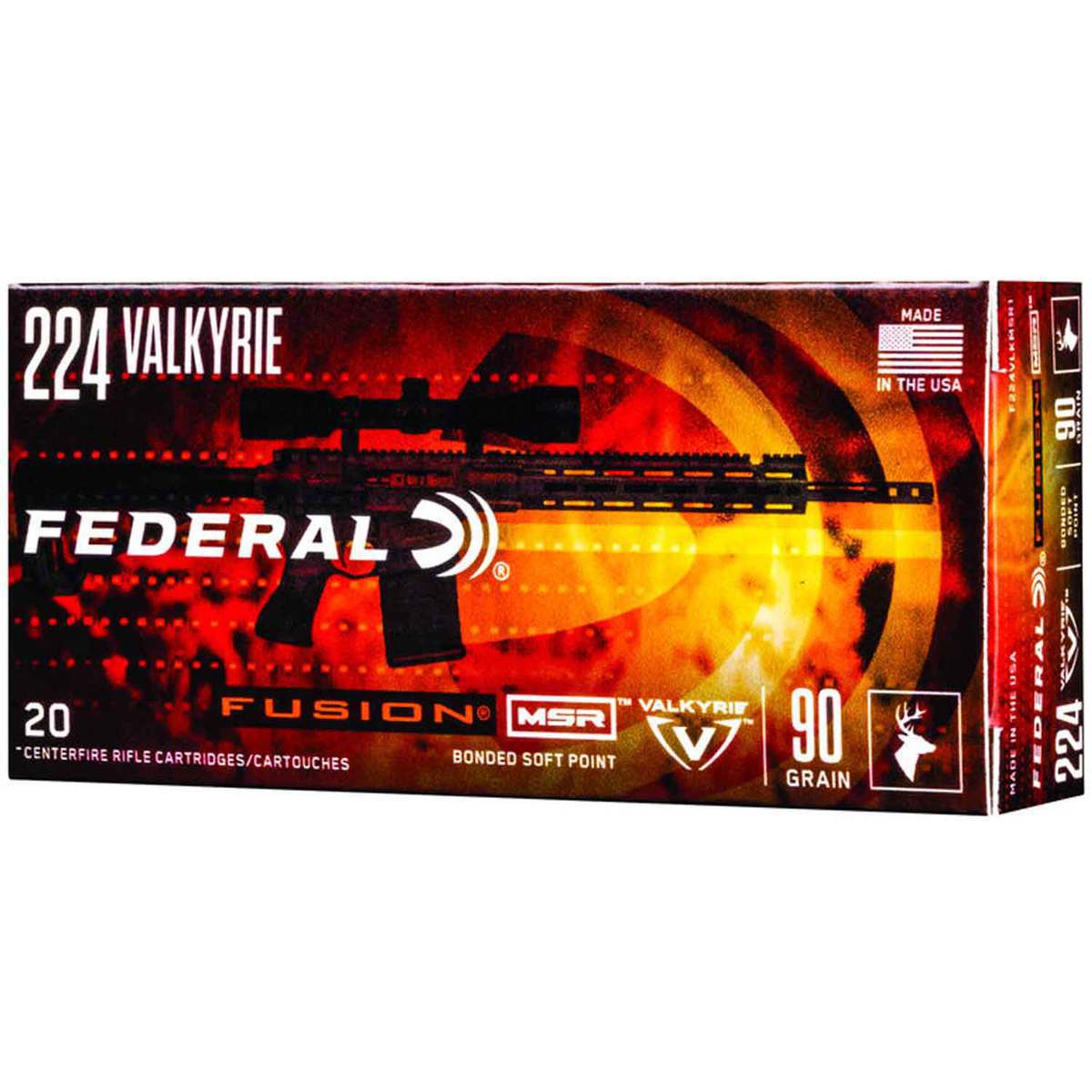 Federal Fusion 224 Valkyrie 90gr SP Rifle Ammo - 20 Rounds Federal Fusion 224 Valkyrie 90gr SP Rifle Ammo - 20 Rounds