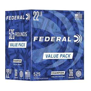 Federal Champion 22 Long Rifle 36gr LHP Rimfire Rifle Ammo - 525 Rounds