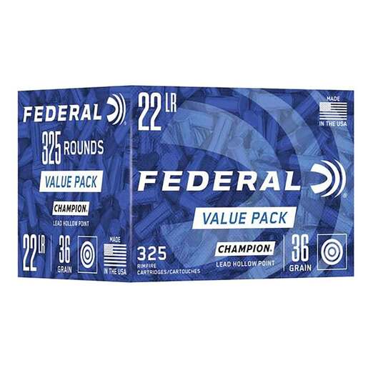 Federal Champion Training 22 Long Rifle 36gr LHP Rimfire Rifle Ammo Ammo - 325 Rounds 325 Rounds Ammo