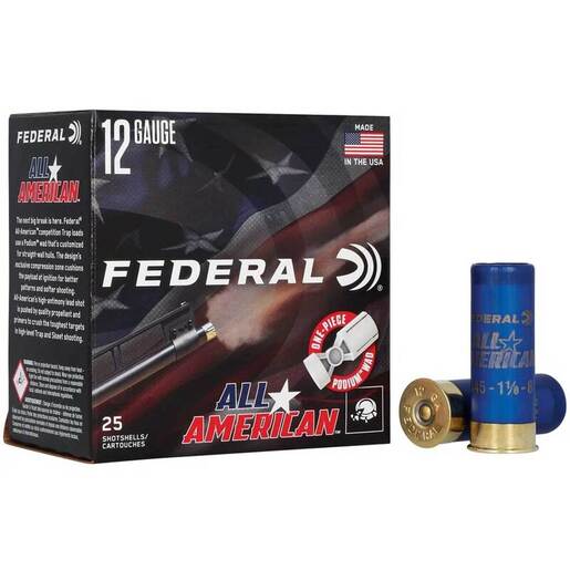 Federal All American 12 Gauge 2-3/4 In #8 1 1/8oz Target Shotshells Ammo - 25 Rounds #8 25 Rounds #8 Ammo