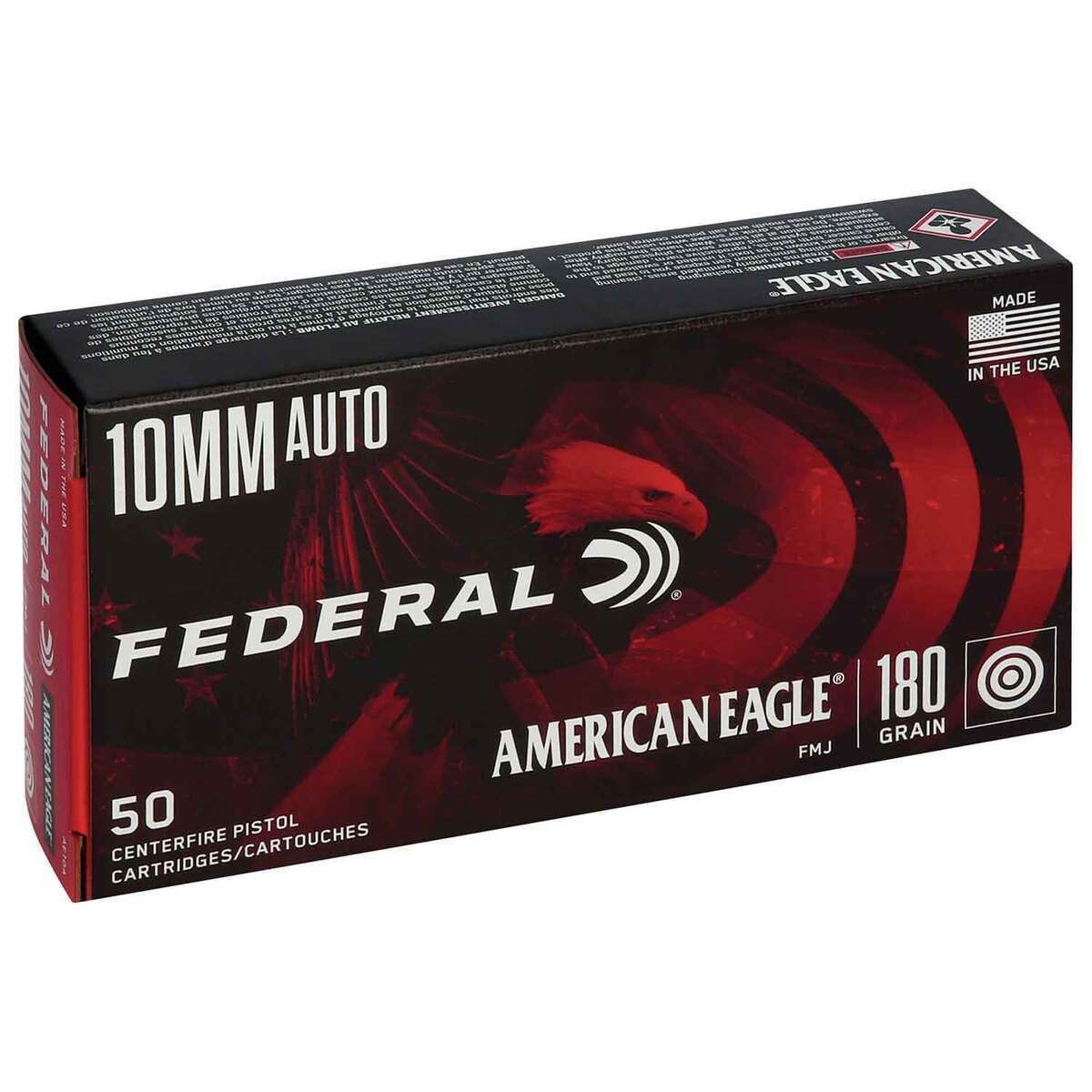 Federal American Eagle 10mm Auto 180gr FMJ Handgun Ammo - 50 Rounds Federal American Eagle 10mm Auto 180gr FMJ Handgun Ammo - 50 Rounds