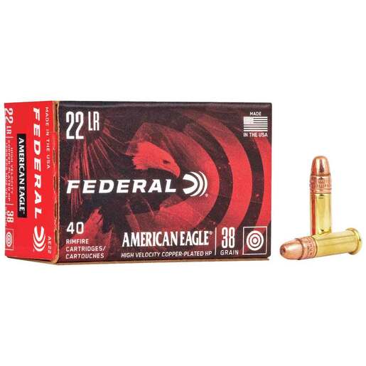 Federal American Eagle 22 Long Rifle 38gr JHP Rimfire Ammo Ammo - 40 Rounds 40 Rounds Ammo