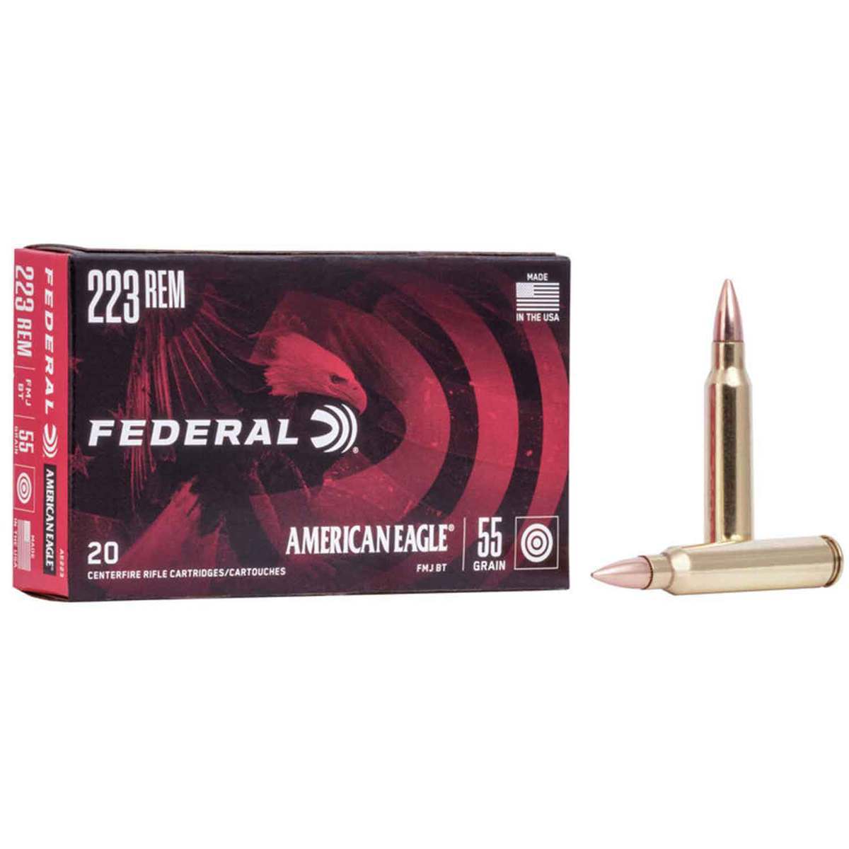 Federal American Eagle 223 Remington 55gr FMJ BT Rifle Ammo - 20 Rounds Federal American Eagle 223 Remington 55gr FMJ BT Rifle Ammo - 20 Rounds