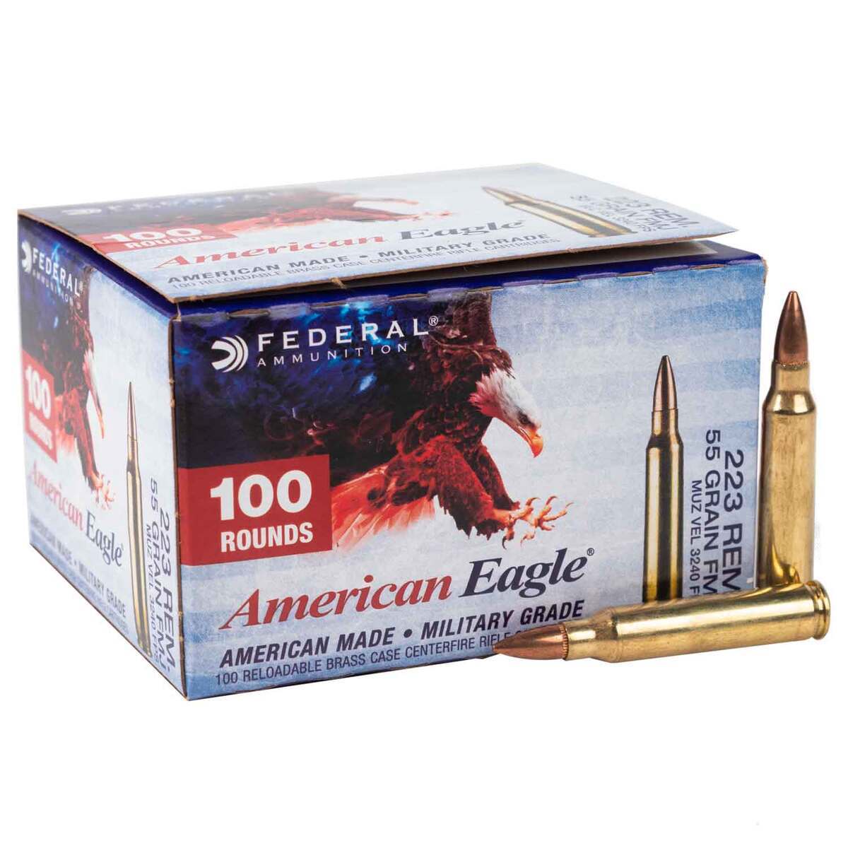 Federal American Eagle 223 Remington 55gr FMJ Rifle Ammo - 100 Rounds Federal American Eagle 223 Remington 55gr FMJ Rifle Ammo - 100 Rounds