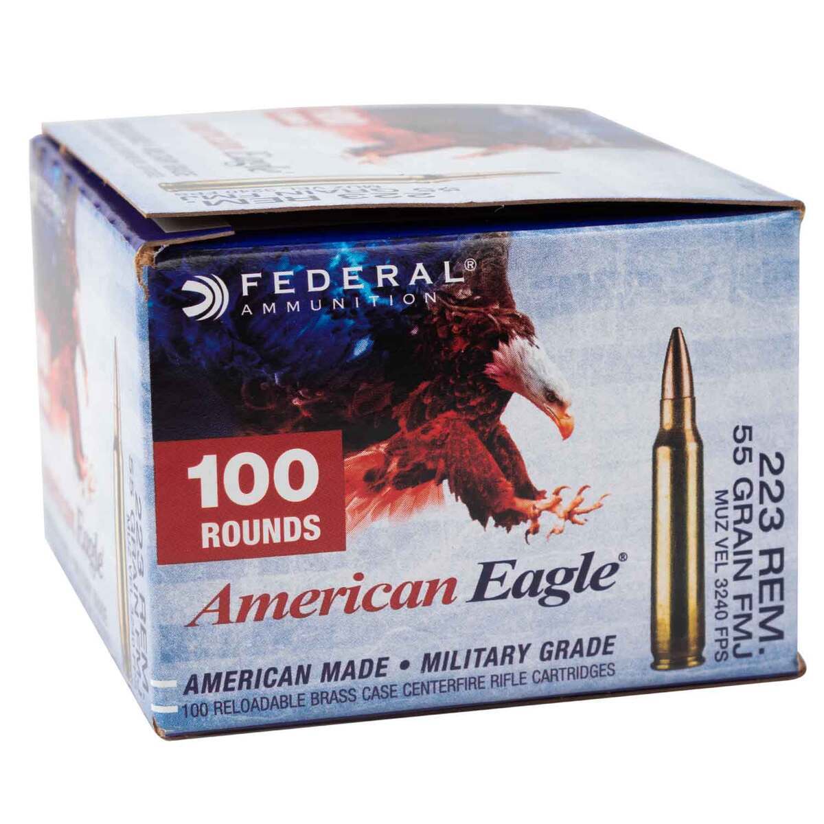 Federal American Eagle 223 Remington 55gr FMJ Rifle Ammo - 100 Rounds Federal American Eagle 223 Remington 55gr FMJ Rifle Ammo - 100 Rounds