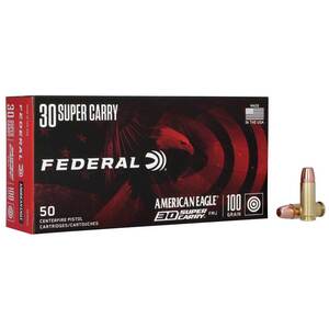 Federal American Eagle 30 Super Carry 100gr FMJ Handgun Ammo - 50 Rounds