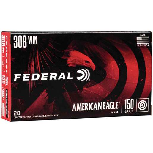 Federal American Eagle 308 Winchester 150gr FMJ BT Rifle Ammo Ammo - 20 Rounds 20 Rounds Ammo