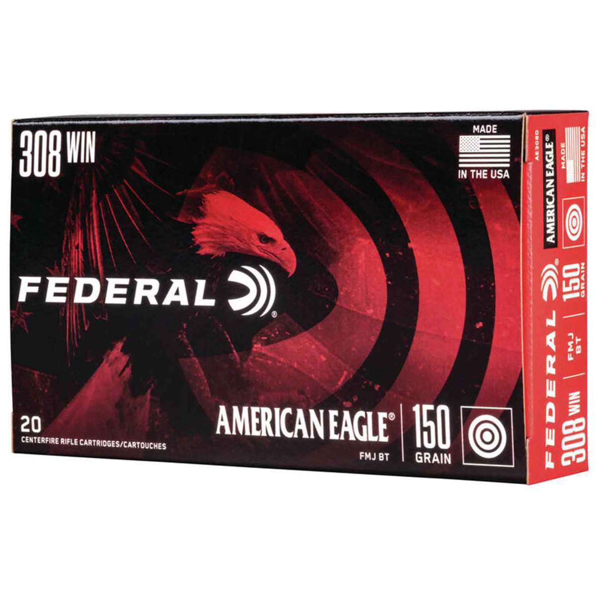 Federal American Eagle 308 Winchester 150gr FMJ BT Rifle Ammo - 20 Rounds Federal American Eagle 308 Winchester 150gr FMJ BT Rifle Ammo - 20 Rounds