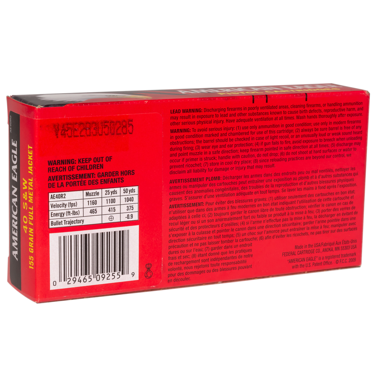 Federal American Eagle 40 S&W 155gr FMJ Handgun Ammo - 50 Rounds Federal American Eagle 40 S&W 155gr FMJ Handgun Ammo - 50 Rounds