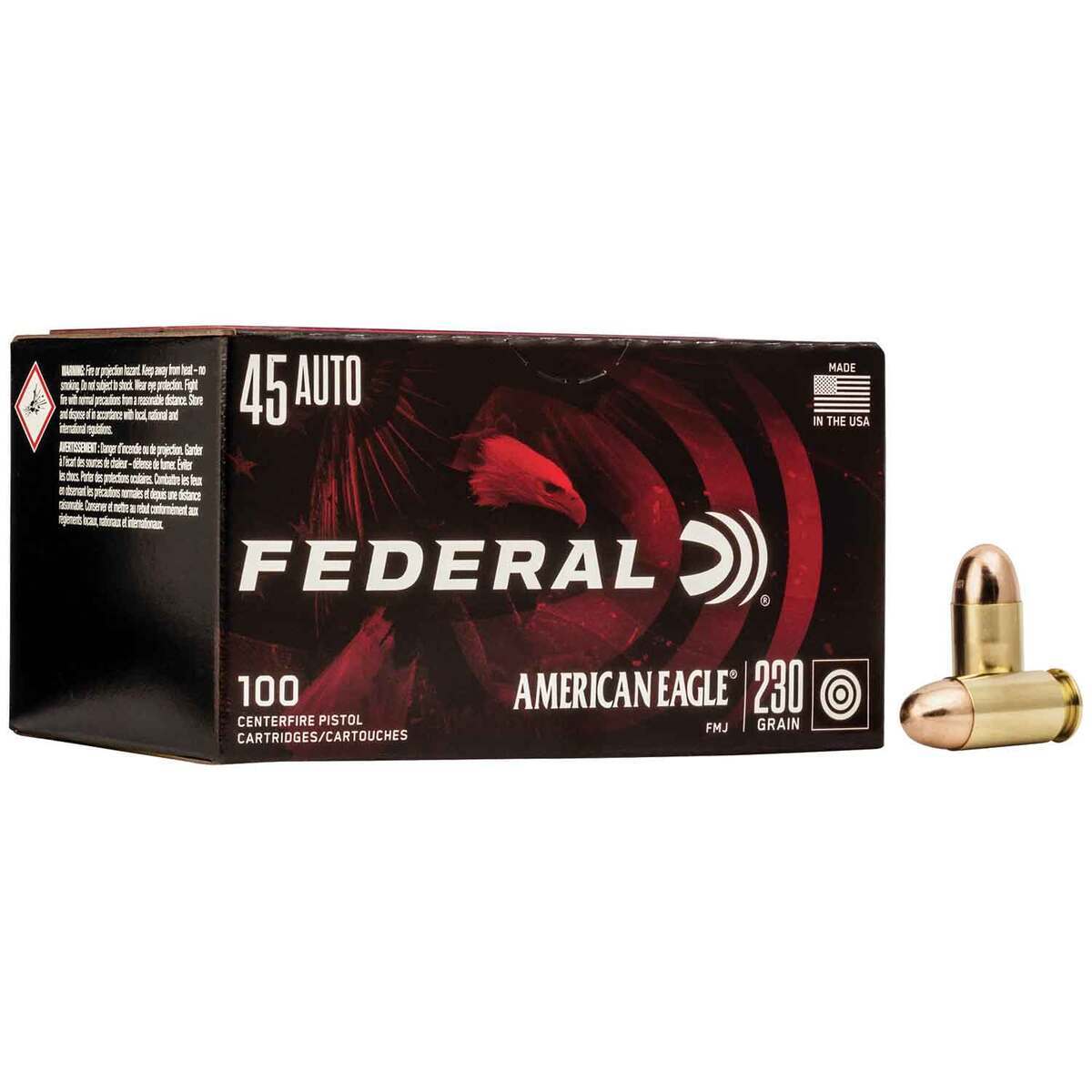 Federal American Eagle 45 Auto (ACP) 230gr FMJ Handgun Ammo - 100 Rounds Federal American Eagle 45 Auto (ACP) 230gr FMJ Handgun Ammo - 100 Rounds