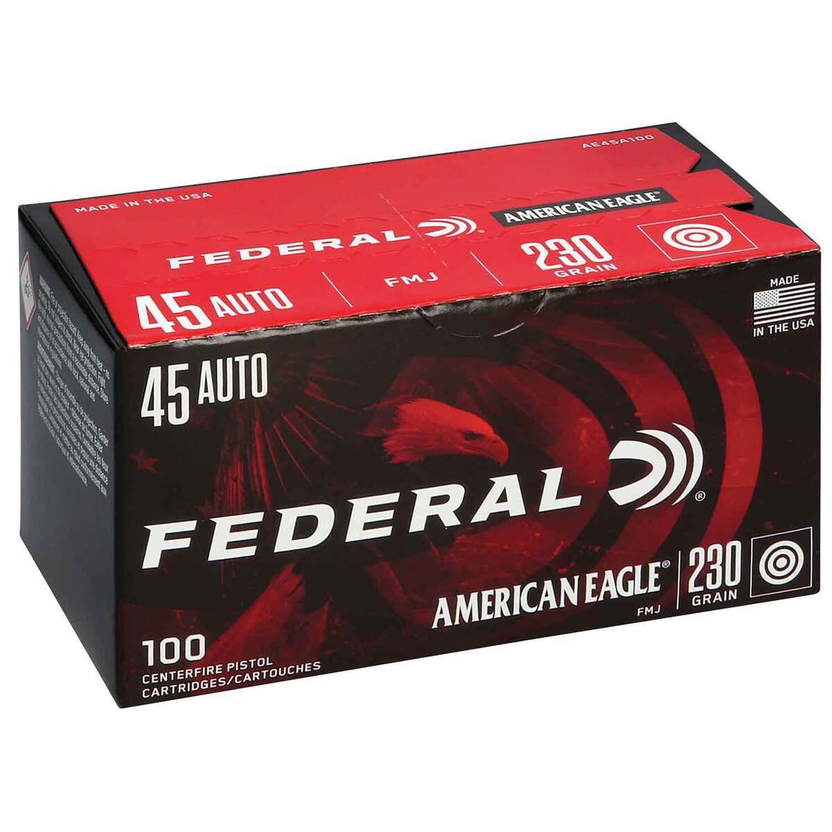 Federal American Eagle 45 Auto (ACP) 230gr FMJ Handgun Ammo - 100 Rounds Federal American Eagle 45 Auto (ACP) 230gr FMJ Handgun Ammo - 100 Rounds