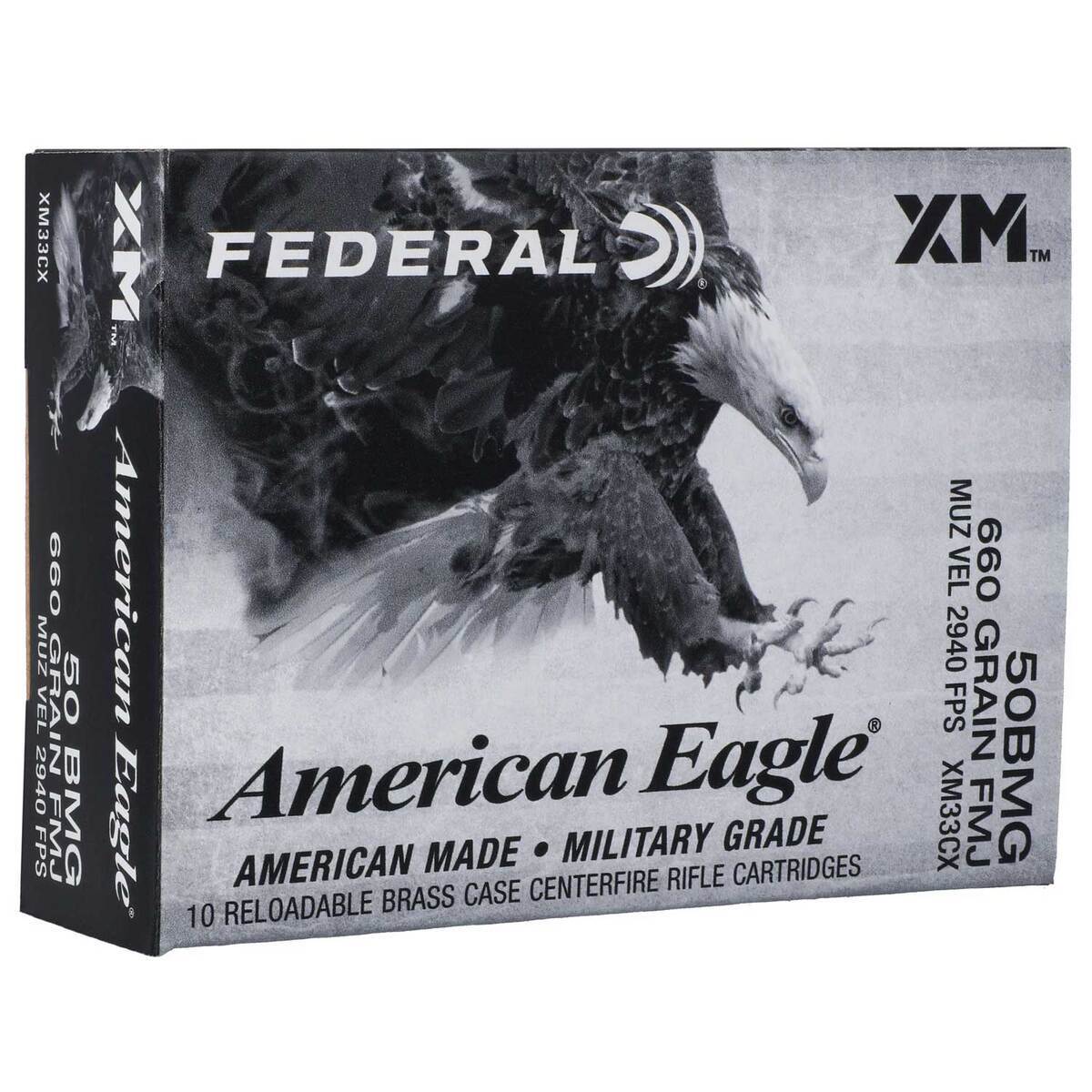 Federal American Eagle 50 BMG 660gr FMJ Rifle Ammo - 10 Rounds Federal American Eagle 50 BMG 660gr FMJ Rifle Ammo - 10 Rounds