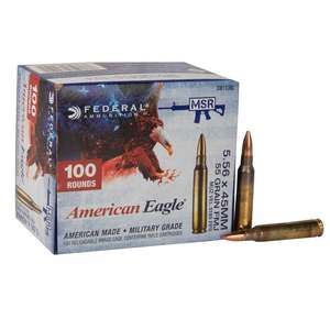 Federal American Eagle 5.56mm NATO 55gr FMJ Rifle Ammo -100 Rounds