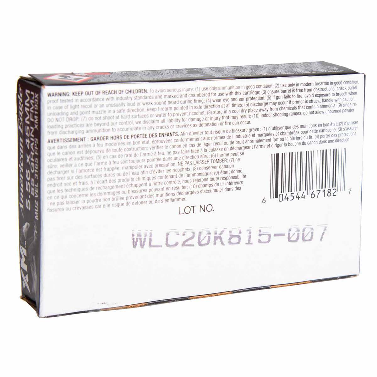 Federal American Eagle 5.56mm NATO 55gr FMJBT Rifle Ammo - 20 Rounds Federal American Eagle 5.56mm NATO 55gr FMJBT Rifle Ammo - 20 Rounds