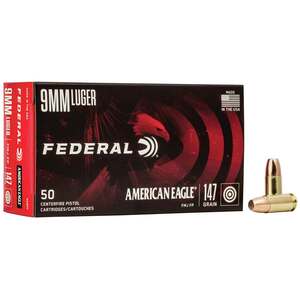 Federal American Eagle 9mm Luger 147gr FMJ Handgun Ammo - 50 Rounds
