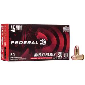 Federal American Eagle Indoor Range 45 Auto (ACP) 230gr FMJ Handgun Ammo - 50 Rounds