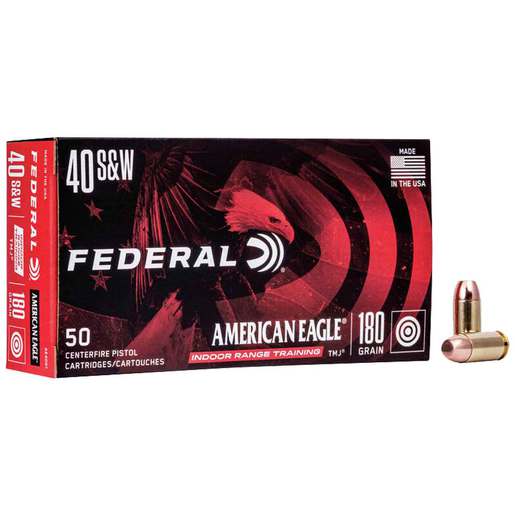 Federal American Eagle Indoor Range Training 40 S&W 180gr FMJ Handgun Ammo Ammo - 50 Rounds 50 Rounds Ammo