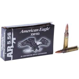 Federal American Eagle XM193 5.56 mm NATO 55gr FMJ Rifle Ammo - 20 Rounds
