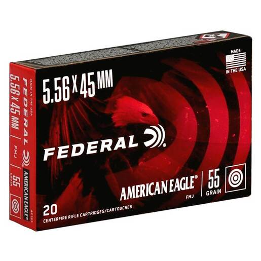 Federal Ammunition American Eagle 5.56mm NATO 55gr Full Metal Jacket Rifle Ammo Ammo - 20 Rounds 20 Rounds Ammo