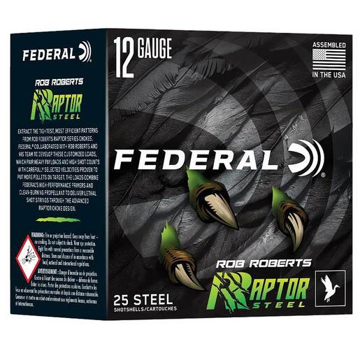 Federal Ammunition Raptor Steel 12 Gauge 3in #2 3/8oz Shotshells Ammo - 25 Rounds Ammo - 2 25 Rounds - 2 Ammo