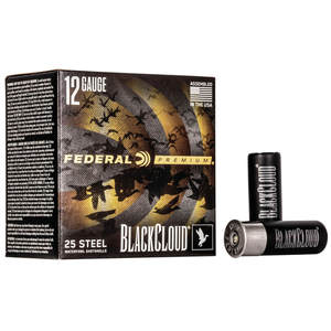 Federal Black Cloud FS Steel 12 Gauge 2-3/4in #4 1-1/8oz Shotshells - 25 Rounds Federal Black Cloud FS Steel 12 Gauge 2-3/4in #4 1-1/8oz Shotshells - 25 Rounds
