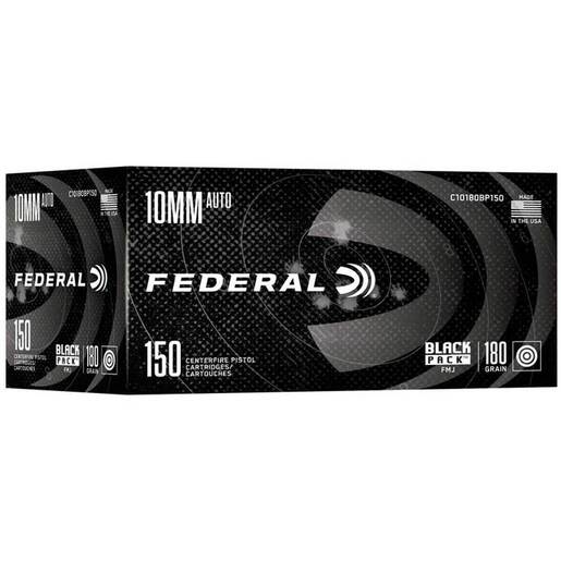Federal Black Pack 10mm Auto 180gr FMJ Handgun Ammo Ammo - 150 Rounds 150 Rounds Ammo