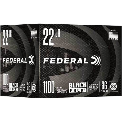 Federal Black Pack 22 Long Rifle 36gr Lead Hollow Point Rimfire Ammo Ammo - Bulk 1100 Rounds Bulk 1100 Rounds Ammo