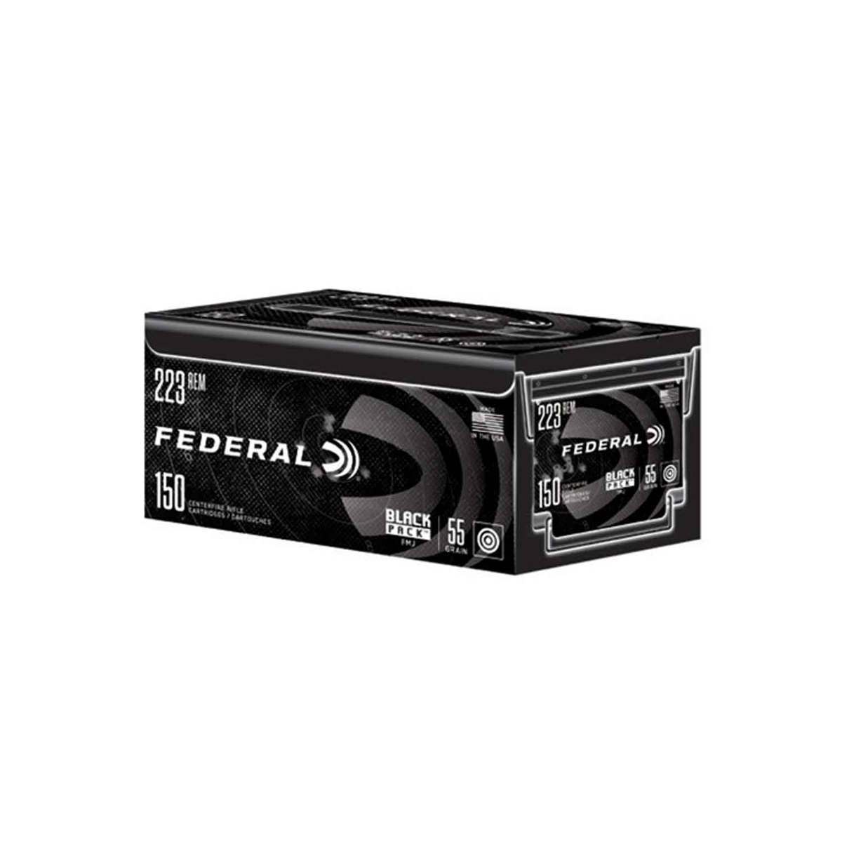 Federal Black Pack 223 Remington 55gr FMJ Rifle Ammo - 150 Rounds Federal Black Pack 223 Remington 55gr FMJ Rifle Ammo - 150 Rounds
