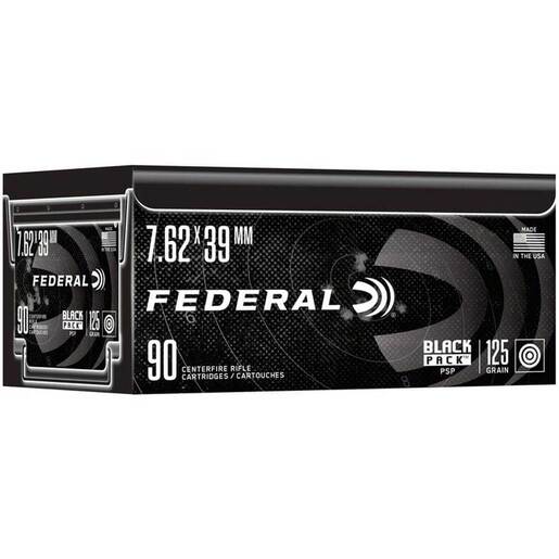 Federal Black Pack 7.62x39mm 124gr FMJ Centerfire Rifle Ammo Ammo - 90 Rounds 90 Rounds Ammo