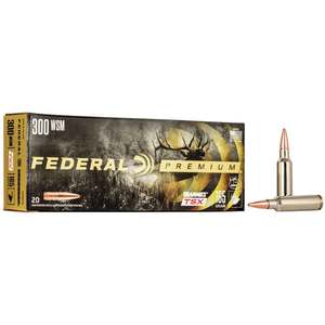 Federal Brass Barnes 300 WSM (Winchester Short Mag) 165gr TSX Rifle Ammo - 20 Rounds