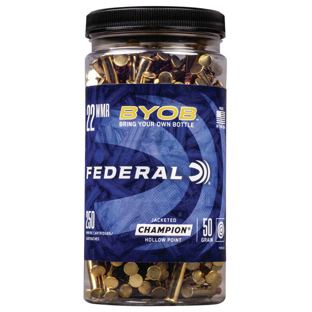 Federal BYOB 22 WMR (22 Mag) 50gr JHP Rimfire Ammo - 250 Rounds Federal BYOB 22 WMR (22 Mag) 50gr JHP Rimfire Ammo - 250 Rounds