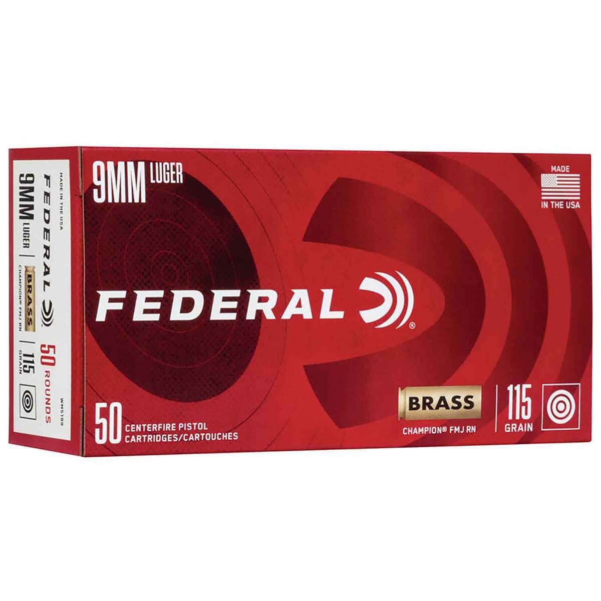 Federal Champion 9mm Luger 115gr FMJ Handgun Ammo - 50 Rounds Federal Champion 9mm Luger 115gr FMJ Handgun Ammo - 50 Rounds