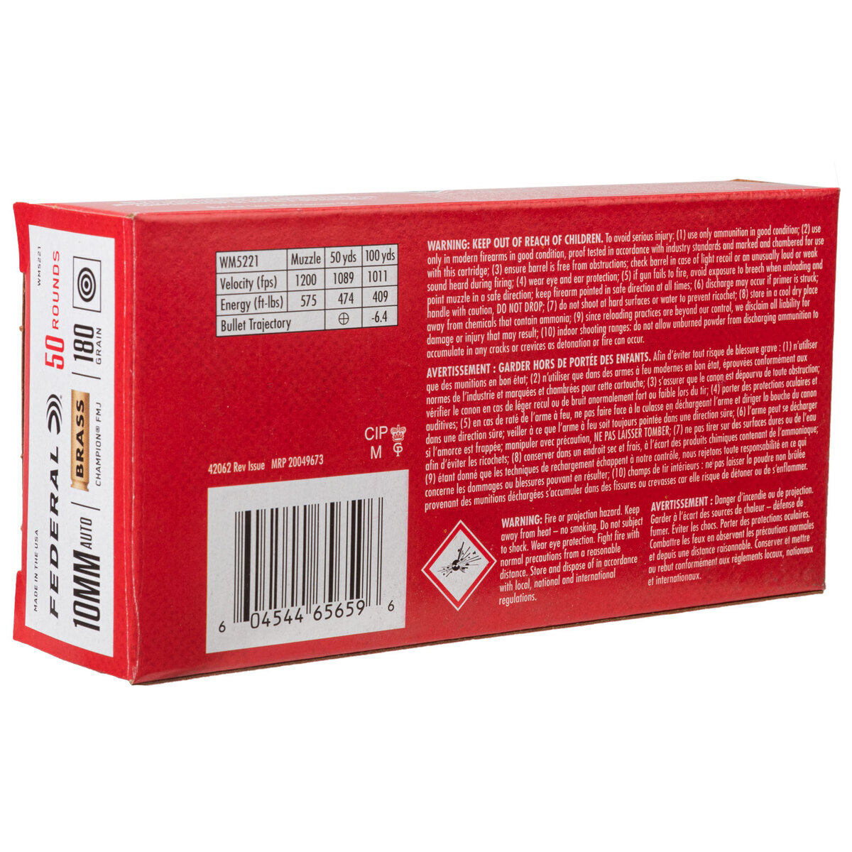 Federal Champion Training 10mm Auto 180gr FMJ Handgun Ammo - 50 Rounds Federal Champion Training 10mm Auto 180gr FMJ Handgun Ammo - 50 Rounds