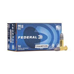 Federal Champion Training 22 Long Rifle 40gr Lead Round Nose Rimfire Ammo - 50 Rounds